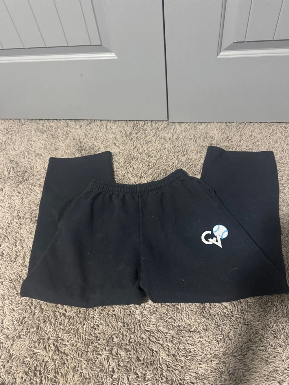 Gildan Black Kids Sweatpants with Blue & White Logo